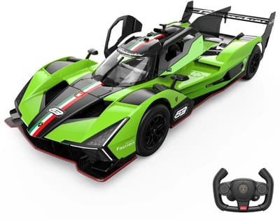 Lamborghini SC63 LMDh 1:14 R/C Racer vanaf 6 jaar – Officieel Gelicentieerde Bestuurbare Auto met LED-verlichting & TPE-Wielen – Auto op Afstandsbediening met Schokdempers & 2 Snelheden – Groen