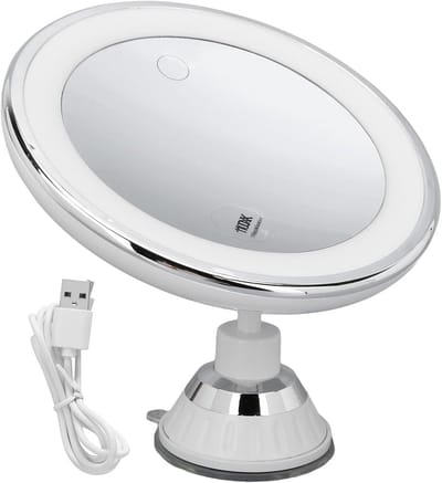 Vergrotende Make-upspiegel 10x met Oplaadbaar LED Licht en Zuignap