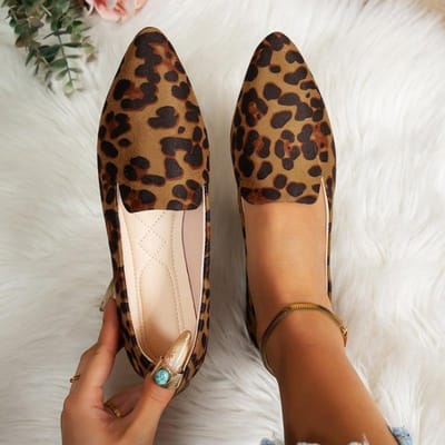 Instappers Plat Puntig Luipaardprint Casual Dames Schoenen Comfortabel Lopen  :Slijtvast 36 black