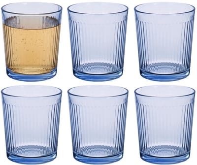 Alessandro Drinkglazen Marbella - waterglazen - blauw transparant - glas - set 6x stuks - 260 ml - gekleurd glas