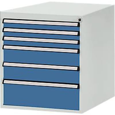 Manuflex onderbouw met schuifladen, voor werkbank Profi diepte 700 mm, lichtgrijs/briljantblauw
