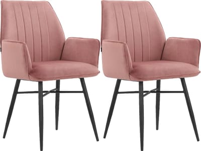 Anzo-Eetkamerstoel - Roze - Set van 2