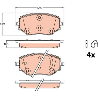 Remblokset TRW GDB2324, voor