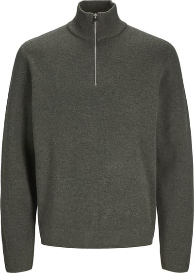 Jack & Jones Trui Jprblamilano Stitch Knit Half Zip S 12259664 Peat/melange Mannen Maat - XL
