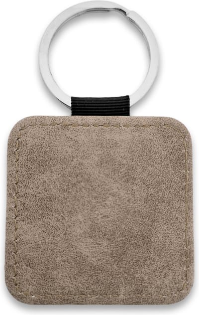 CombiCraft Blanco leren sleutelhanger vierkant 50x50mm grijs - 5 stuks