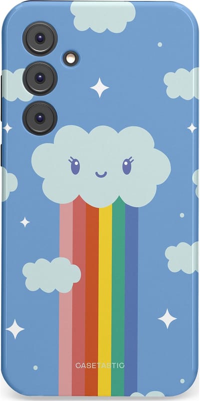 Casetastic Hoesje Geschikt voor Samsung A35 - Stijlvolle Beschermende Duo-layer Case - Regenboogwolkje