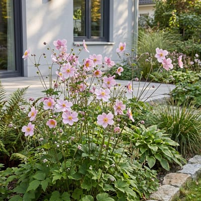 Green boutiQ - Vasteplant - Anemone hybr. Kön. Charlotte - Herfst Anemoon - Schaduw - Roze - 3 Planten - Pot 11cm - Hoogte 15-25cm