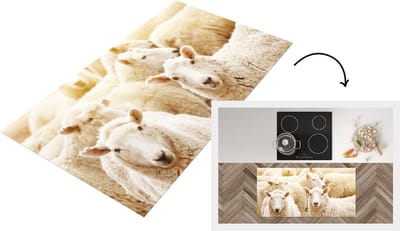 Keukenloper - Loper keuken - Schapen - Wol - Wit - 120x60 cm - Keukenloper vinyl