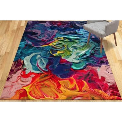 Moderne Kleurrijke Abstracte Antislip Vloerkleed Badkamer Slaapkamer Woonkamer Auto Mat Binnen Vloer Cadeau Vloerkleed 60*90cm