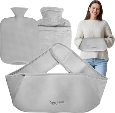 3-in-1 Warmwaterkruik met Deksel en Zachte Tailleband - Rubber Warmtefles voor Rug, Benen en Nek, Ideaal voor Pijnverlichting en Ontspanning