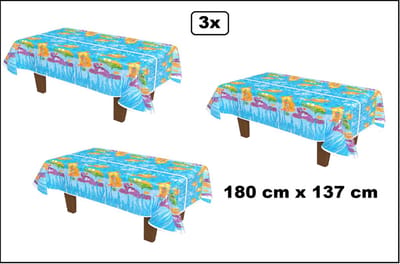 3x Tafelkleed Zeedieren 180cm x 120cm - Wegwerp - Dieren fun verjaardag thema feest party vissen inktvis zee dieren