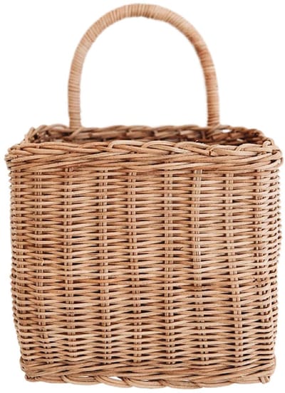Daity 1 handgemaakte gevlochten rotan hangmand - wandrek - geschikt voor de keuken - als bloemenmand voor de voordeur en als vintage woondecoratie - hangmand - opbergmand en decoratieve deurmand (lichtbruin)