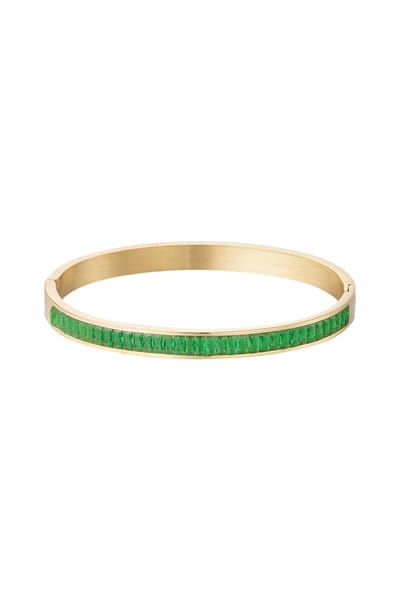 Bijoutheek Armband (Sieraad) Harde zirkonia stenen bangle goud Groen