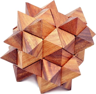 3D Houten Doolhof Puzzel XL - Moeilijke Hersenbreker - Geometrische Vorm Ontkoppelen