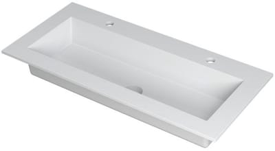 INK Kraft Wastafel Enkele Bak 2 Kraangaten - 1000x450x10 mm - Mat Wit