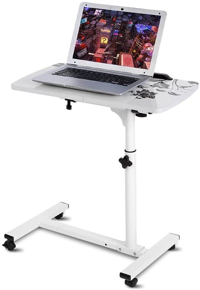 Dailygoods- Laptoptafel Hoogte Verstelbaar - Mobiele Bijzettafel - Laptoptafel op Wielen - Verpleegtafel - Ontbijttafel - Geschikt voor Bank/Slaapkamer