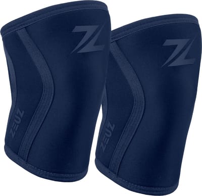 ZEUZ 2 Stuks Premium Knie Brace voor Fitness, CrossFit & Sporten – Knieband Braces – 7 mm - Marineblauw - Maat XL