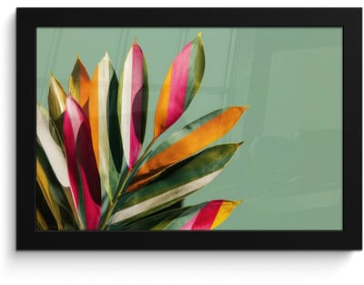 Poster in lijst - Fotolijst 30x20 cm - Posters - Bladeren - Tak - Kleurrijk - Posterlijst zwart - Decoratie - Wanddecoratie woonkamer - Muurdecoratie slaapkamer