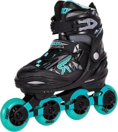 Kinder skeelers - Verstelbare skates - Buiten sporten - Groei mee instelbaar - Maat 36-40 - Zwart aqua