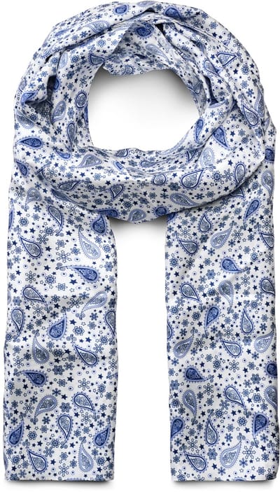 Zijden sjaal met wit en blauw paisleymotief