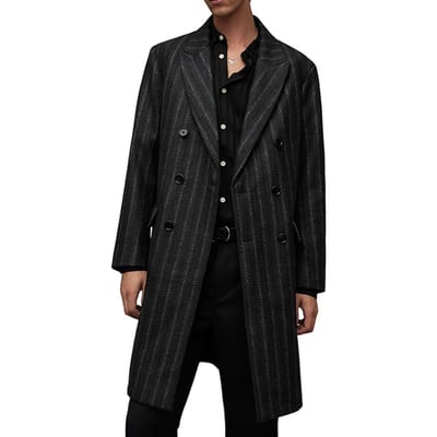 AllSaints Lovell Coat Charcoal Size: 44 | Double Breasted Coats Outlet | Heren | Zwart
