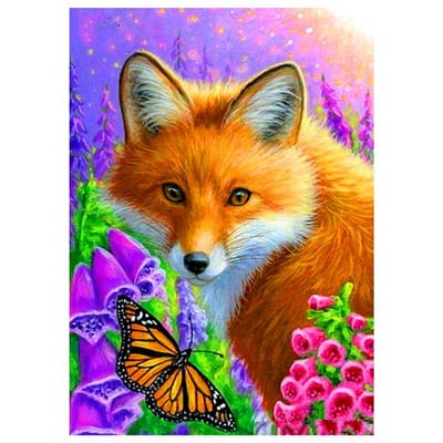 Volledige ronde boor 5D DIY diamant schilderij  Fox Butterfly  3D strass borduurwerk kruissteek 20X30CM