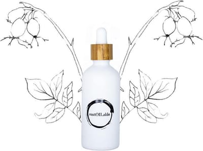 Rozenbottelolie - glazen pipet flesje 50ml (navulbaar en plasticvrij verpakt) - vegan - dierproefvrij en zonder chemische toevoegingen - rozenbottel huidolie