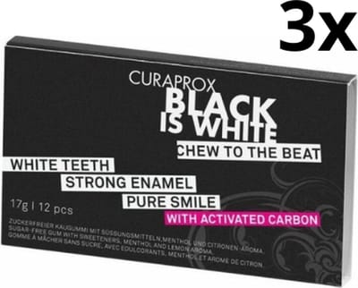 Curaprox Black is White Kauwgom - 3 x 12 stuks - Voordeelverpakking