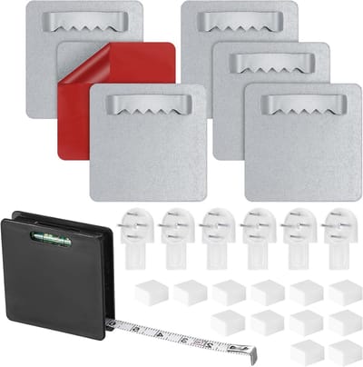 Set van 6 Zelfklevende Foto Hangers zonder Boren, Sterke Haken voor Foto's en Spiegels, Ideaal voor Zware Foto's en Wanddecoratie