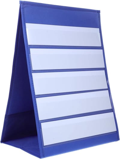 20 Stuks Desktop Pocket Chart voor Onderwijs - Zelfstaande Tafel Display met Drooguitwisbare Kaarten voor Zinstructuur, Sorteren en Grafieken