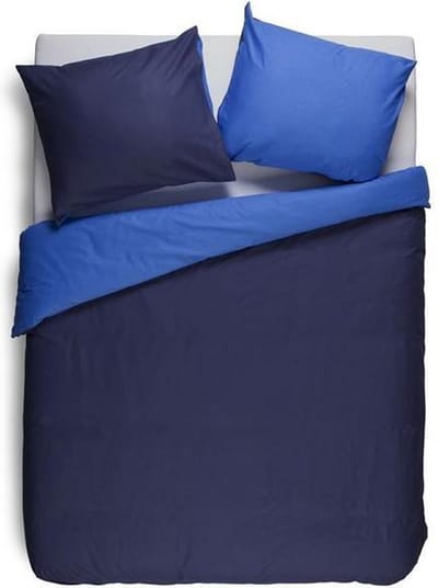 Snoozing Two Tone - Flanel - Dekbedovertrek - Tweepersoons - 200x200/220 cm + 2 kussenslopen 60x70 cm - Navy/Meermin