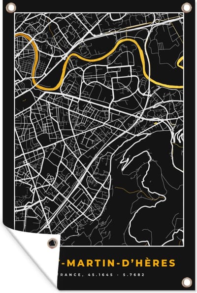 Muurdecoratie Frankrijk - Saint-Mirtin-d'Hères - Stadskaart - Kaart - Plattegrond - 120x180 cm - Tuinposter - Tuindoek