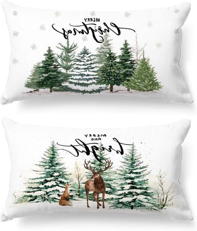 Kerst Kussenhoezen Set van 2, Witte Decoratieve Lumbar Kussenslopen 10 x 36, Lange Rechthoekige Kussenhoezen voor de Feestdagen, Perfect voor Sfeervolle Decoratie
