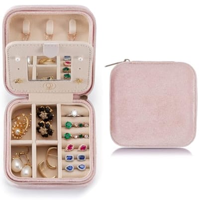 Pluche Velvet Reizen Sieraden Organizer - Mini Opbergdoos voor Ringen, Oorbellen en Kettingen