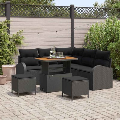 vidaXL - Tuinbank - Set - 8 - st - 7-Aantal - zitplaatsen - Zwart