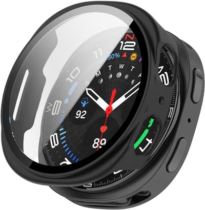 Strap-it Hard case hoesje met screen protector glas - geschikt voor Samsung Galaxy Watch 9/8 - 40mm (zwart)