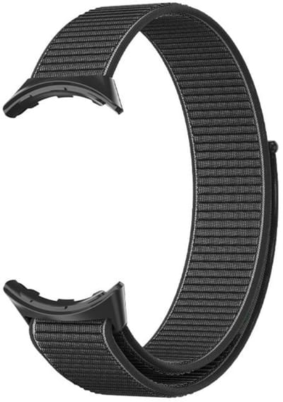 DrPhone Nylon Geweven Bandje - Geschikt voor Google Pixel Watch 1/2/3/4 41mm – Verstelbaar Smartwatch Bandje - Klittenband - Zwart
