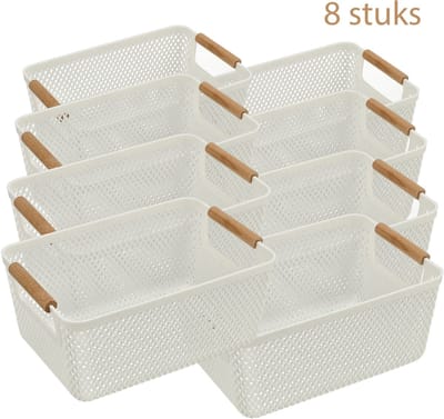 Opbergmandjes Set van 8 – 6L per Mand – Opbergdoos Kinderkamer en Speelgoed – Keukenkast en Kledingkast Organizer – Opbergbox