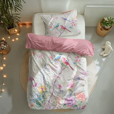 Dekbed-Discounter - Fresh and Co Kids Dekbedovertrek 140 x 200 cm - Verkoelend Katoen - Korte instopstrook - Wassen op 40 graden - Inclusief 1 kussensloop - Enchanged Gardens