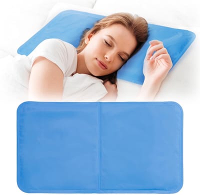 Koelmat voor Kussen – Herbruikbare Verkoelende Gelmat tegen Nachtzweten, Migraine, Koorts en Opvliegers – Blauw