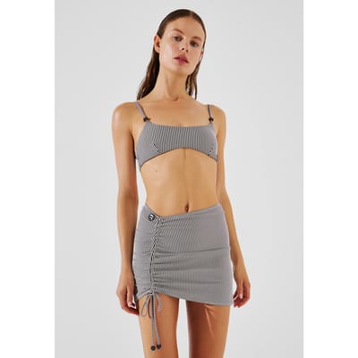 Karl Lagerfeld Ikon Stripe Mini Adjst Pareo White-black Stripe Taglia: M | Bikini Outlet | Donna | Bianco
