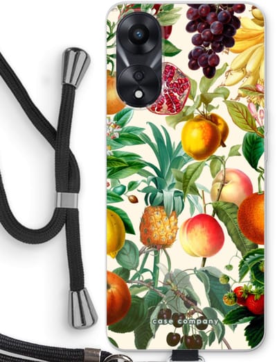 Case Company® - Hoesje met koord geschikt voor Oppo A78 5G hoesje met Koord - Classic Flora - Telefoonhoesje met Zwart Koord - Bescherming aan alle Kanten en Over de Schermrand