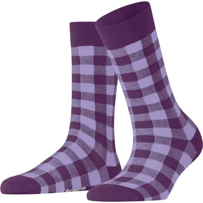 Burlington Vichy gedessineerd katoen sokken dames paars - maat 36-41
