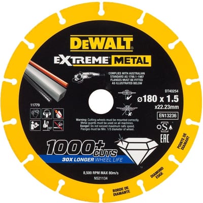 DeWALT Toebehoren - Diamantschijf voor metaal 180x22,2 mm DT40254