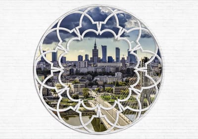 Warsaw City Skyline Window Photo Wallcovering