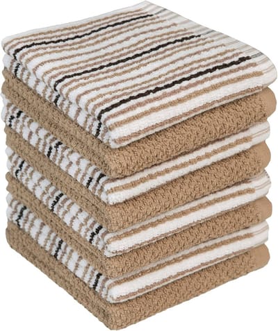 8-pack katoenen vaatdoeken 30 x 30 cm - 100% ringgesponnen katoen, 430 g/m², zeer absorberend, 4 gestreepte + 4 effen