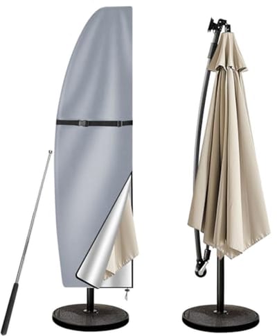 Ultiluxe® Parasolhoes - Beschermhoes voor Zweefparasol - Tuinparasol - Parasolbescherming - Parasolbeschermhoes met Stok - 205 x 25/57/48 cm - Waterdicht - UV-bestendig - Grijs
