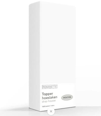 Romanette molton split-topper hoeslaken - Wit - Lits-jumeaux (180x210/220 cm)
