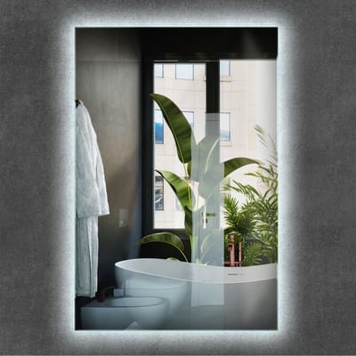 Wallfluent LED Spiegel - Rechthoekige Spiegel Met Verlichting - 60 cm x 40 cm - met koud licht - Woonkamerspiegel – Badkamerspiegel – Entreespiegel – Slaapkamerspiegel - Accessoire voor thuis - Hangspiegel - Make up spiegel - Moderne - Rustiek