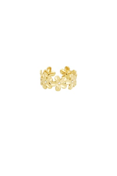 Yehwang Verstelbare Ring Goudkleur - Bloemen Design - Waterproof - Nikkelvrij